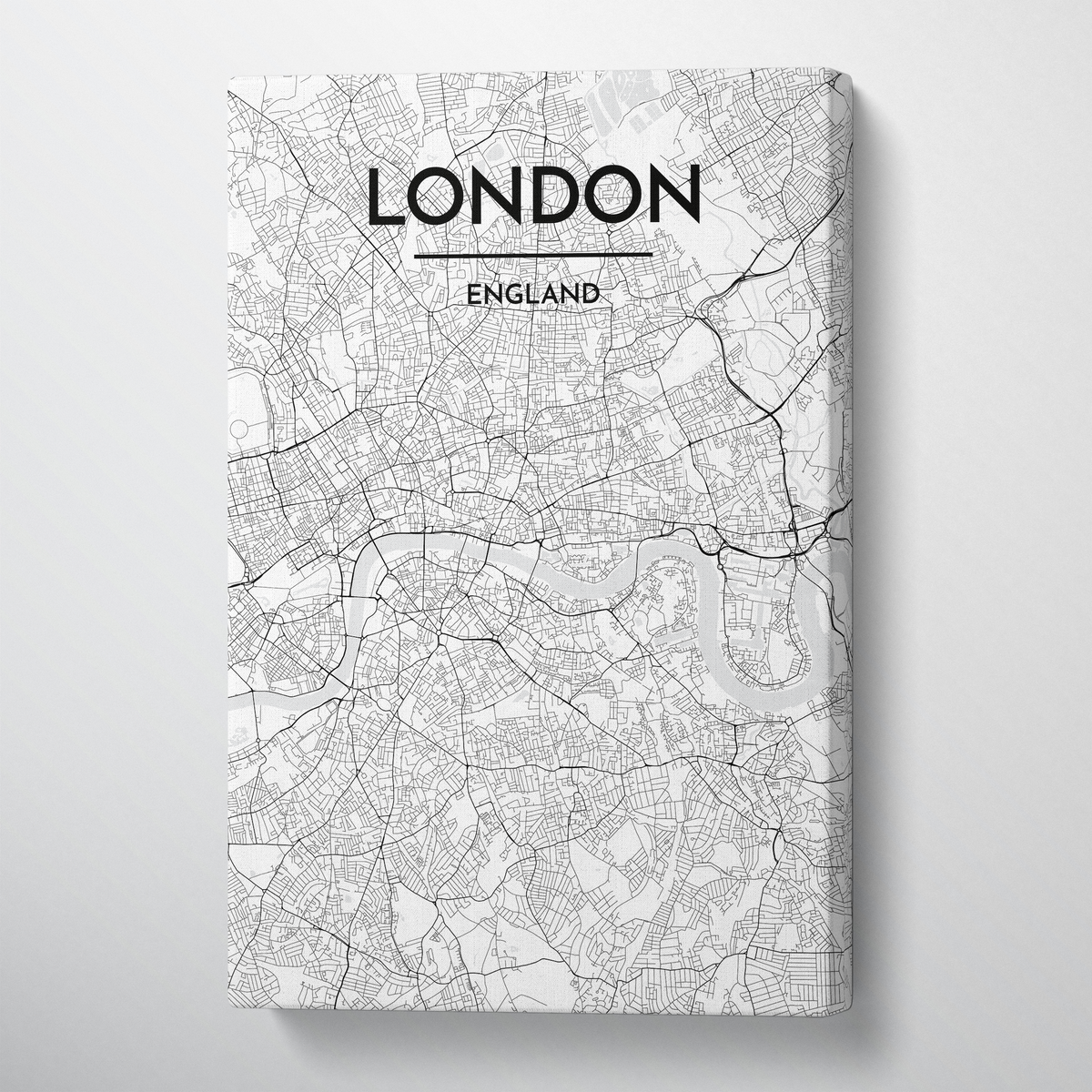 London City Map Canvas Wrap - Point Two Design - Black &amp; White Print