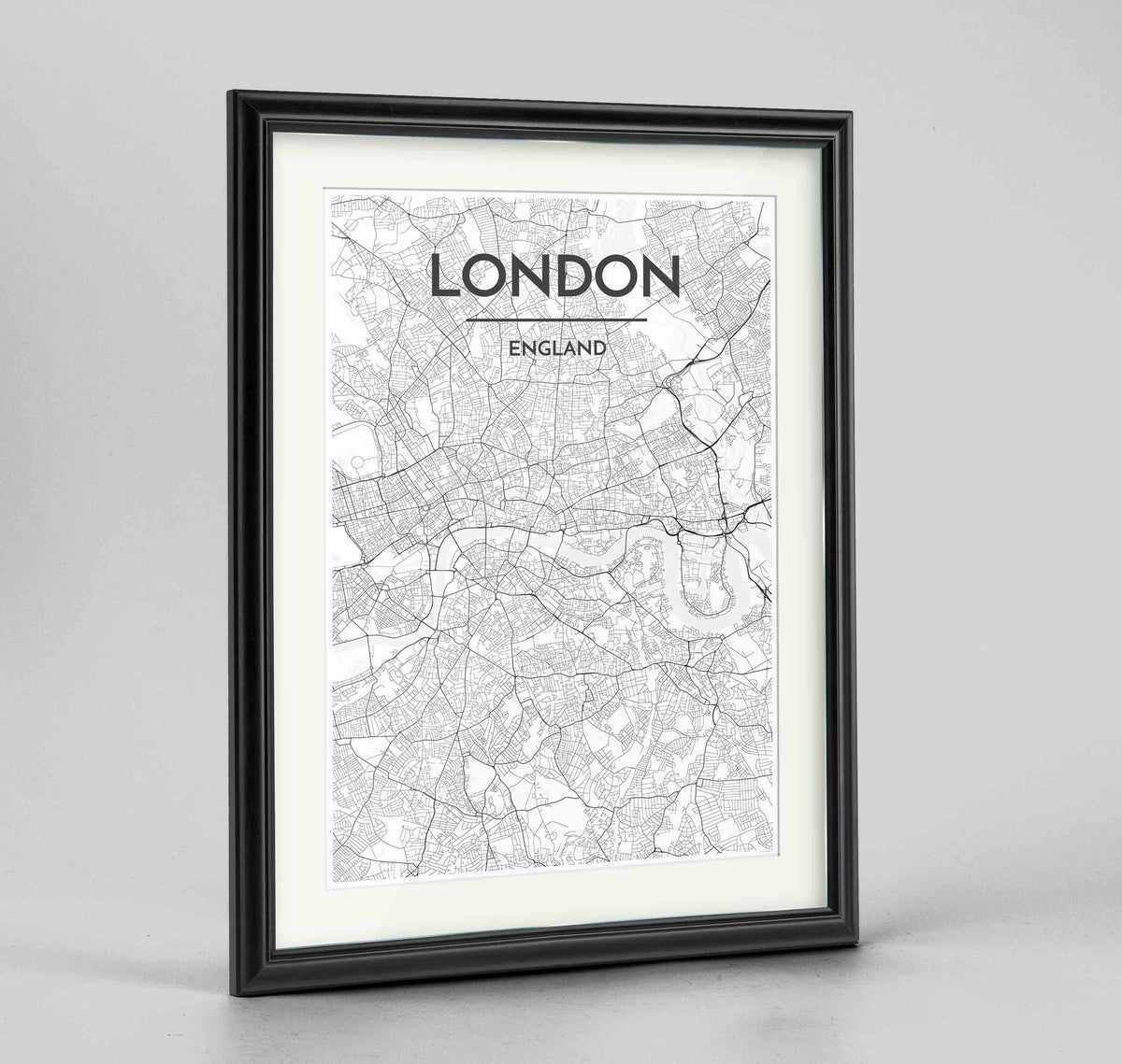 Framed London Map Art Print 24x36&quot; Traditional Black frame Point Two Design Group