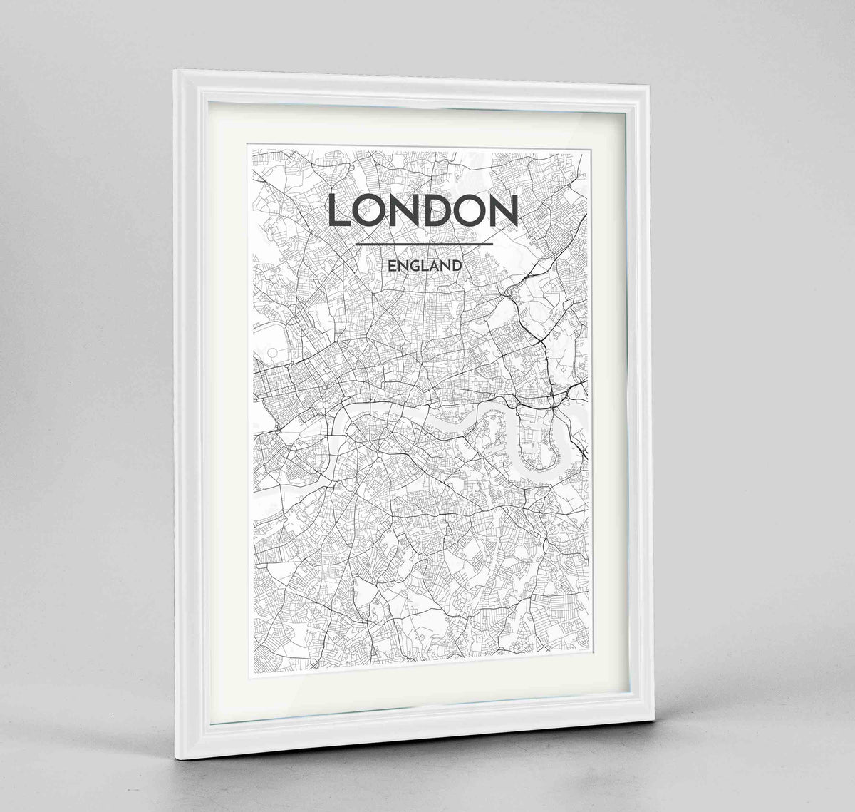Framed London Map Art Print 24x36&quot; Traditional White frame Point Two Design Group
