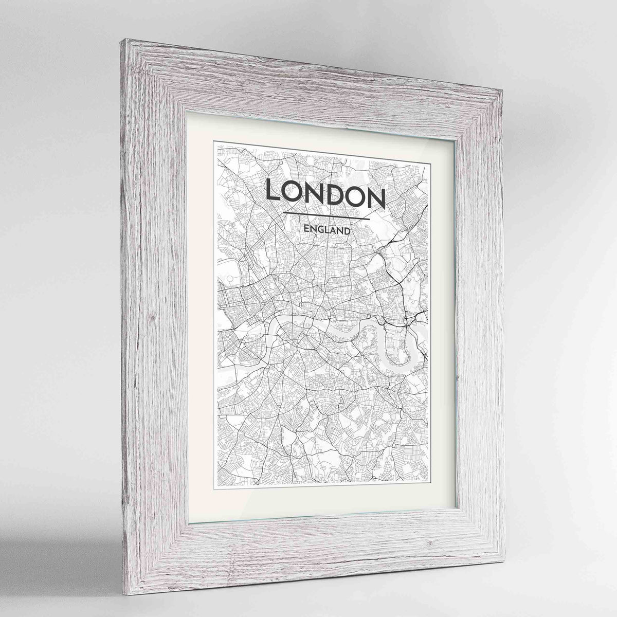 Framed London Map Art Print 24x36&quot; Western White frame Point Two Design Group