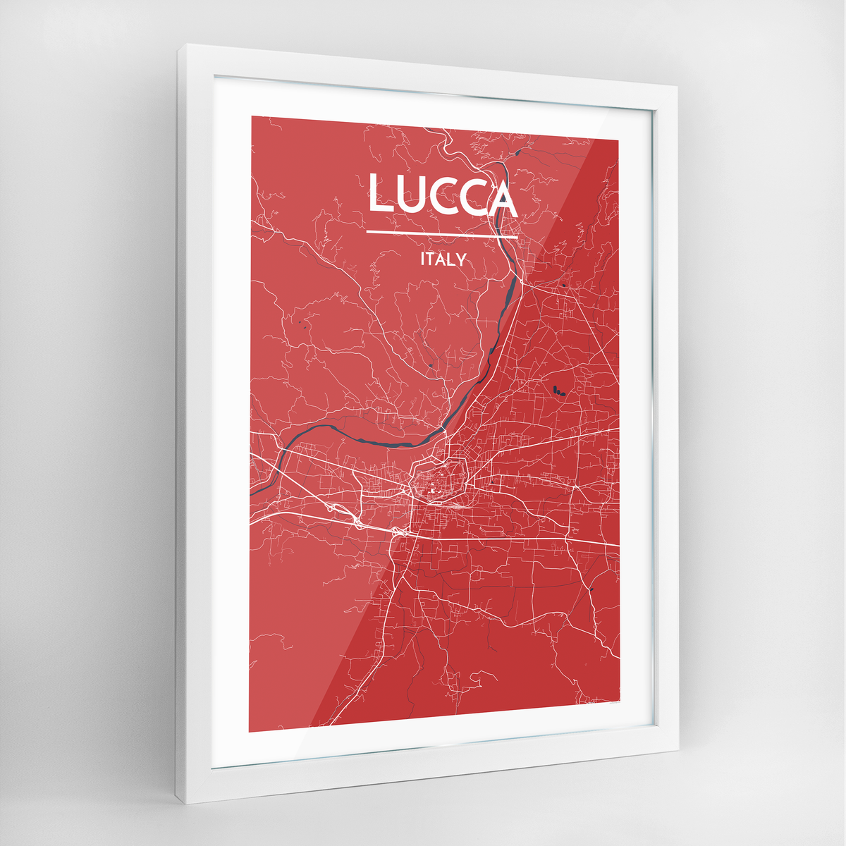 Lucca Map Art Print - Framed