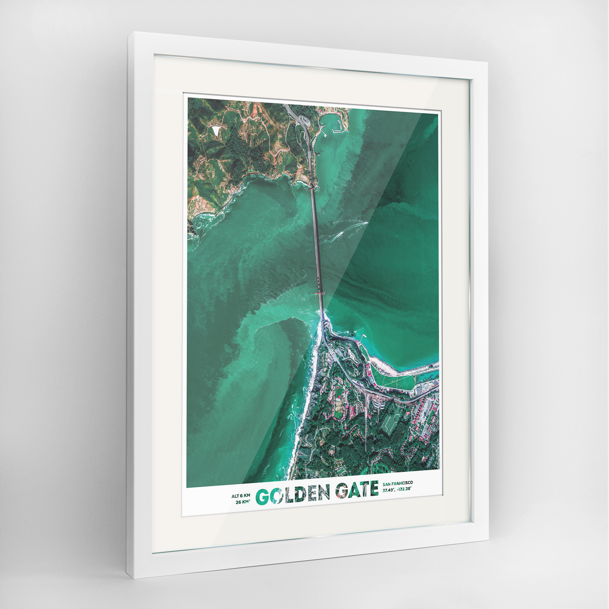 Golden Gate Earth Photography Art Print - Framed