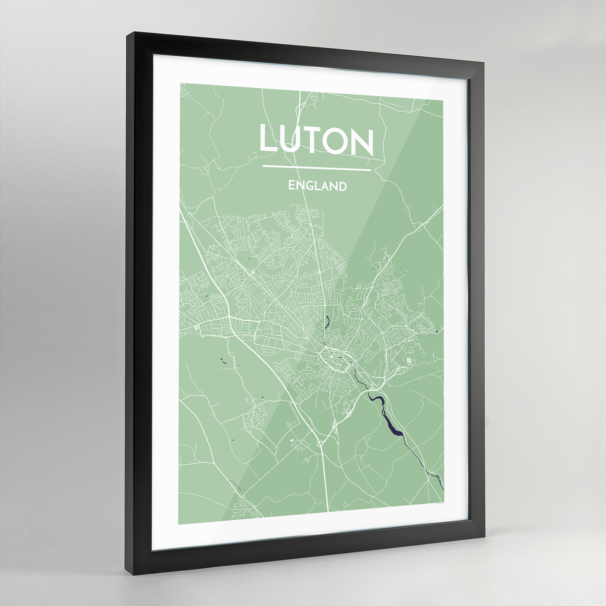 Framed Luton City Map Art Print - Point Two Design