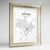 Framed Luton Map Art Print 24x36" Champagne frame Point Two Design Group