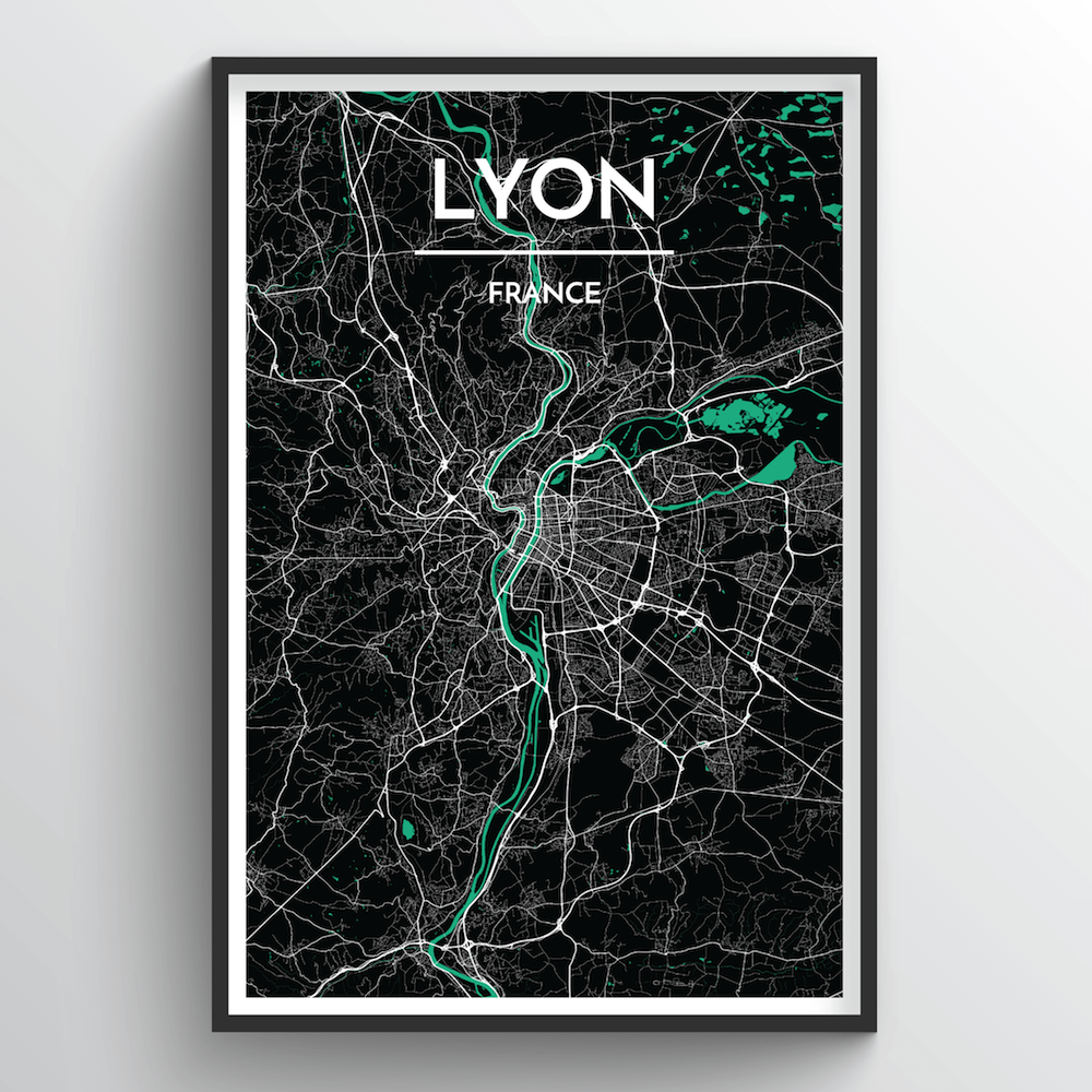 Lyon City Map Art Print - Point Two Design