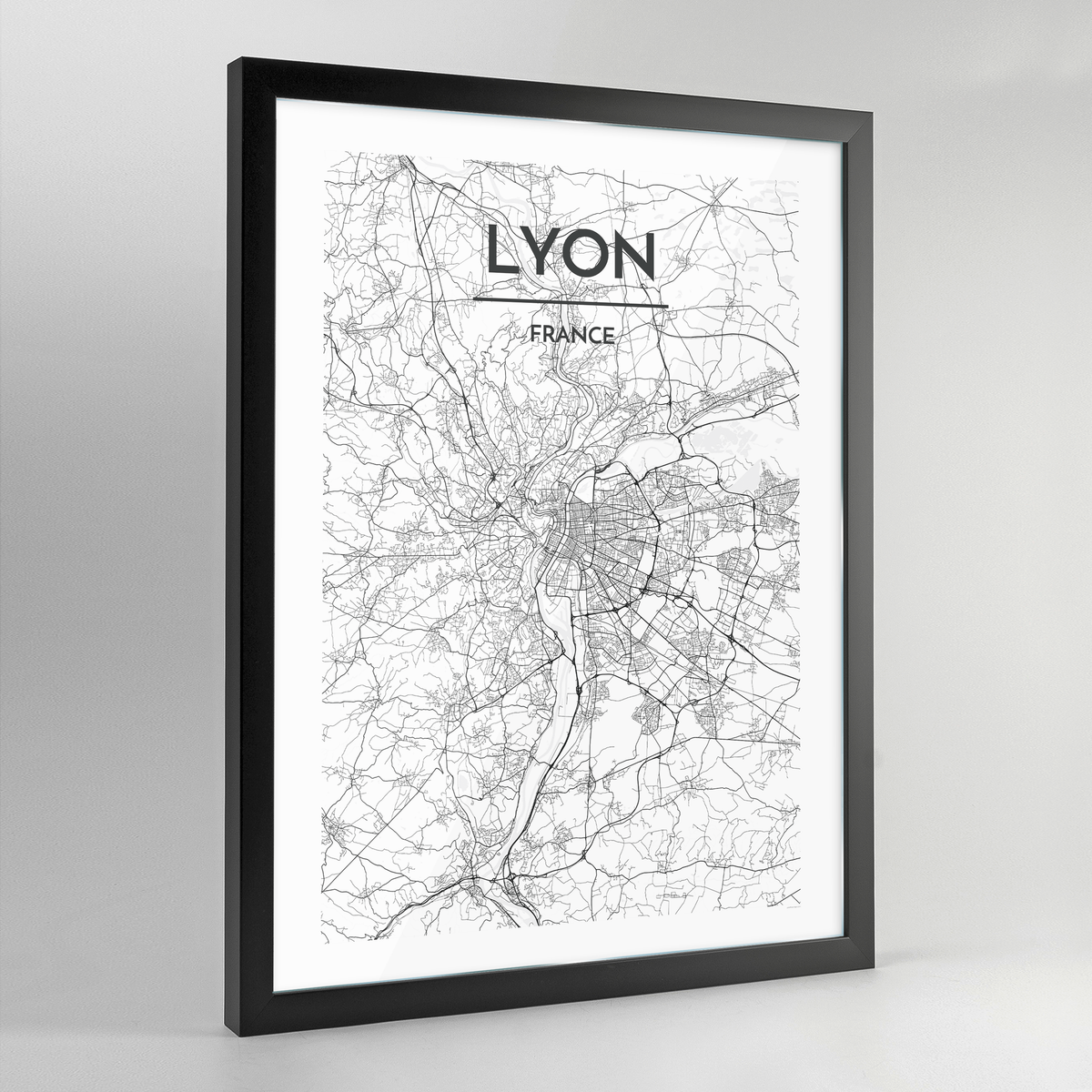 Lyon Map Art Print - Framed