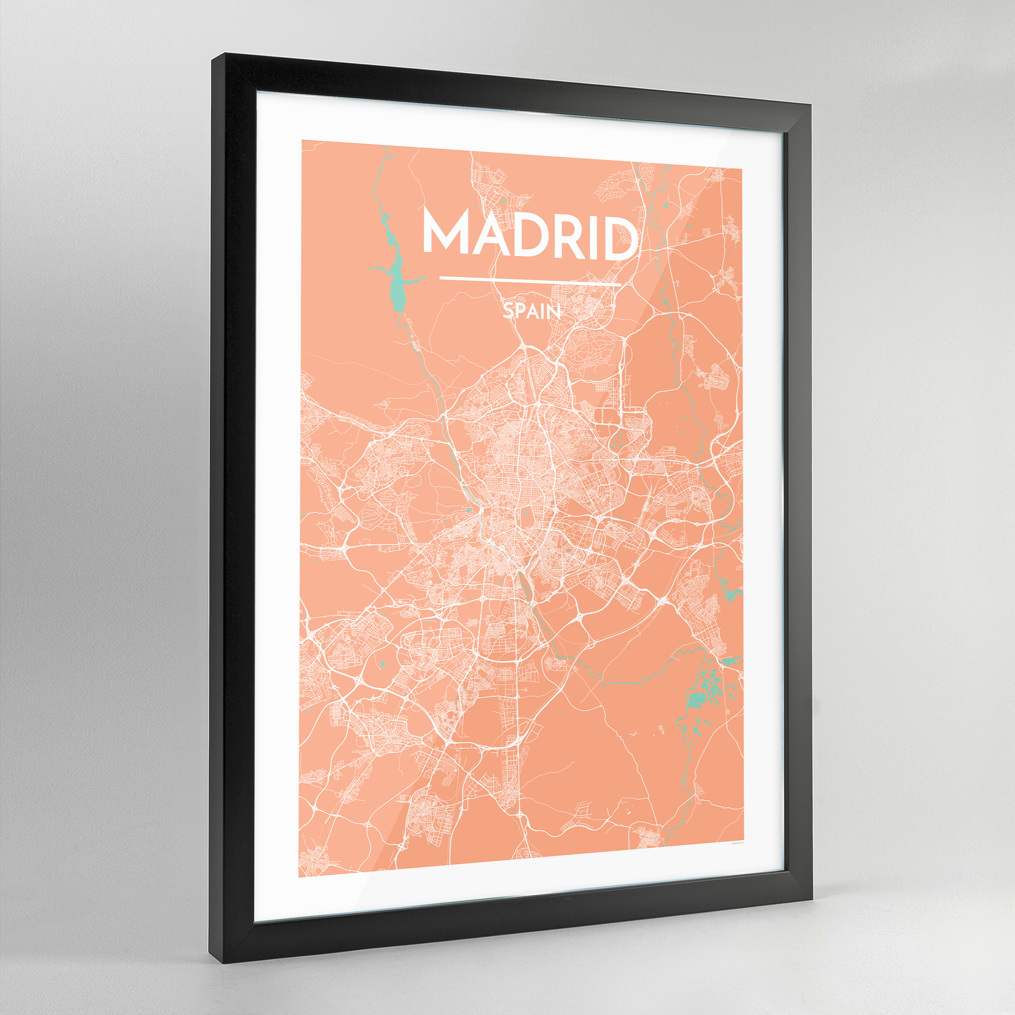 Framed Madrid City Map Art Print - Point Two Design