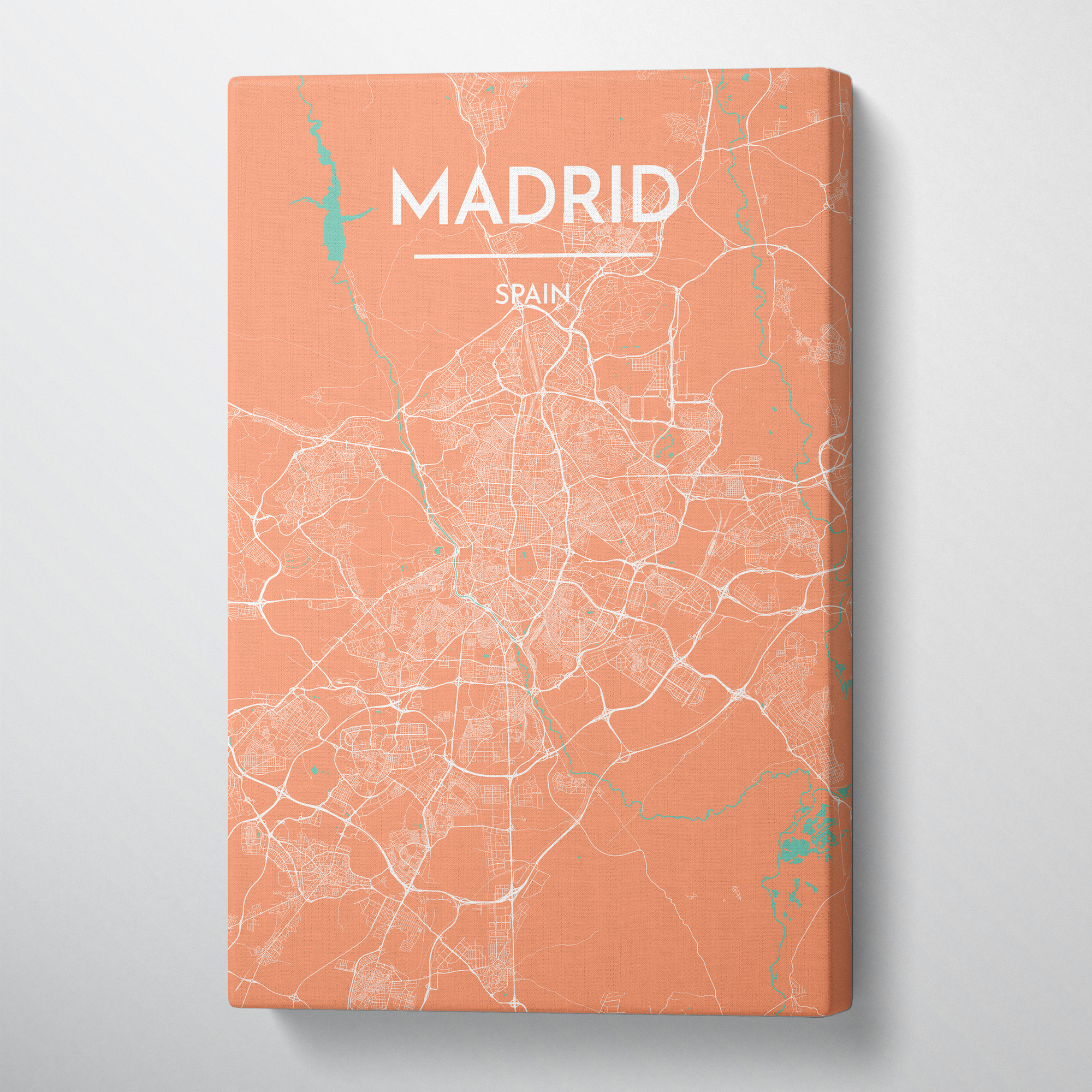 Madrid City Map Canvas Wrap - Point Two Design