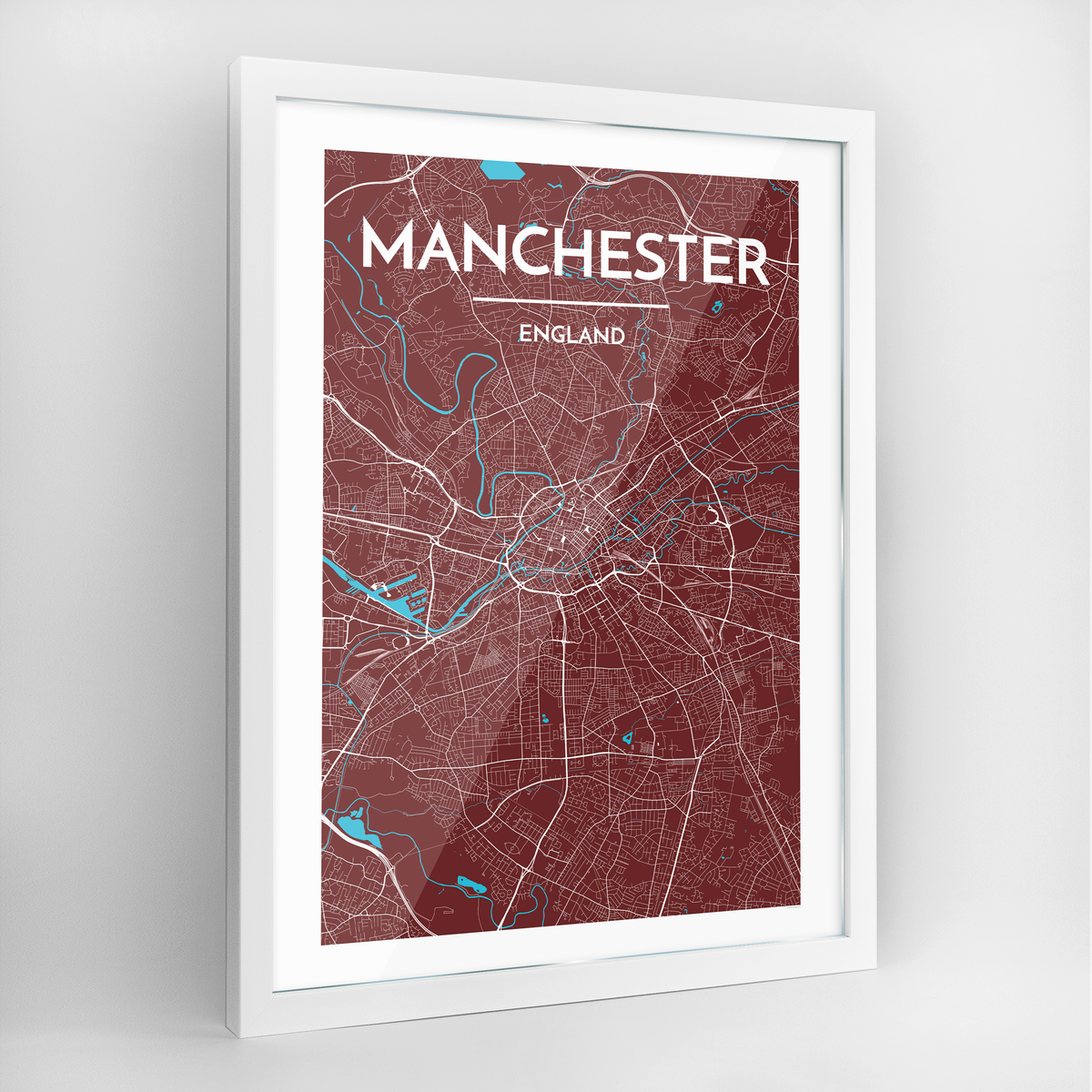 Manchester Map Art Print - Framed
