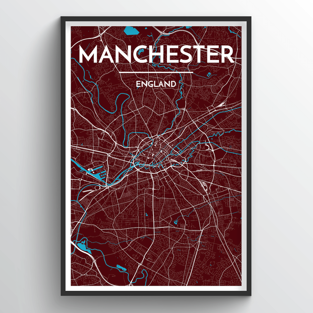 Manchester City Map Art Print - Point Two Design