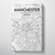 Manchester City Map Canvas Wrap - Point Two Design - Black & White Print
