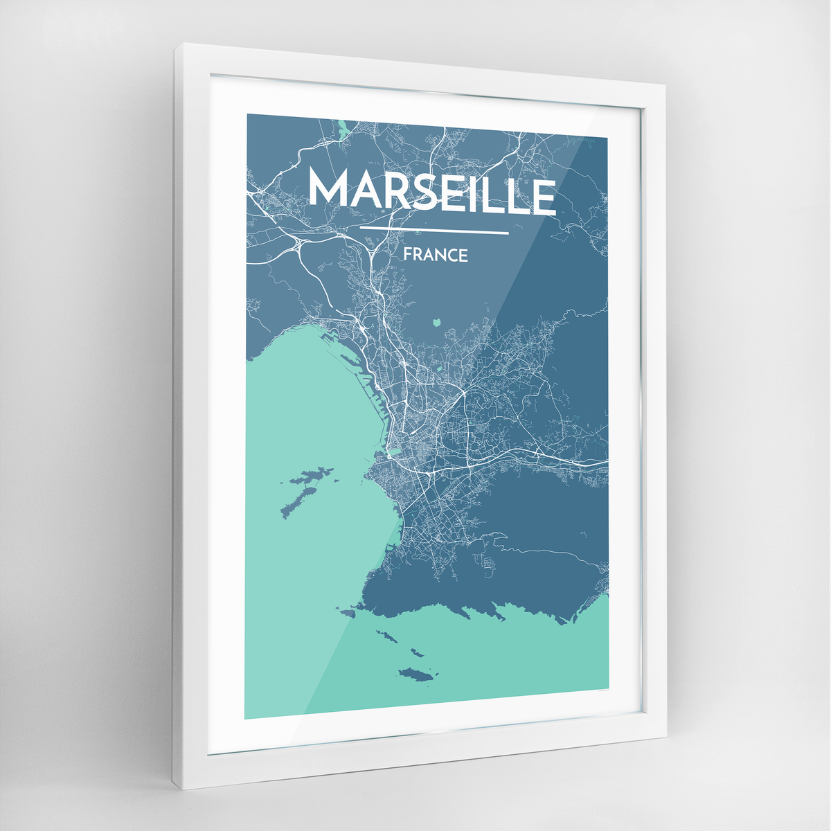 Marseille Map Art Print - Framed