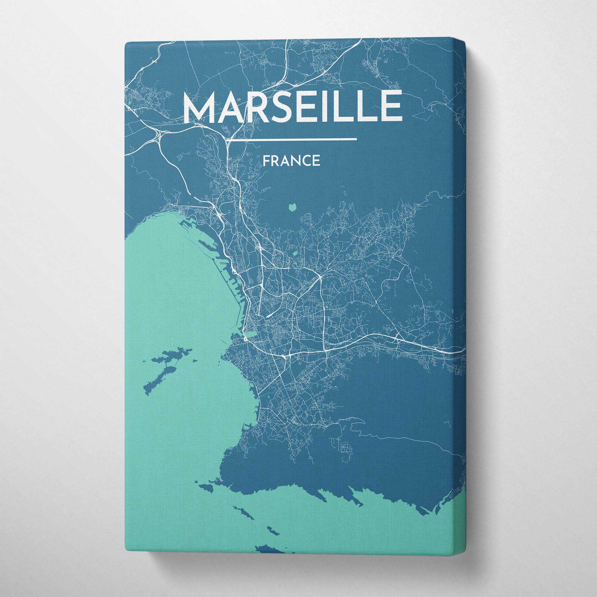 Marseille City Map Canvas Wrap - Point Two Design