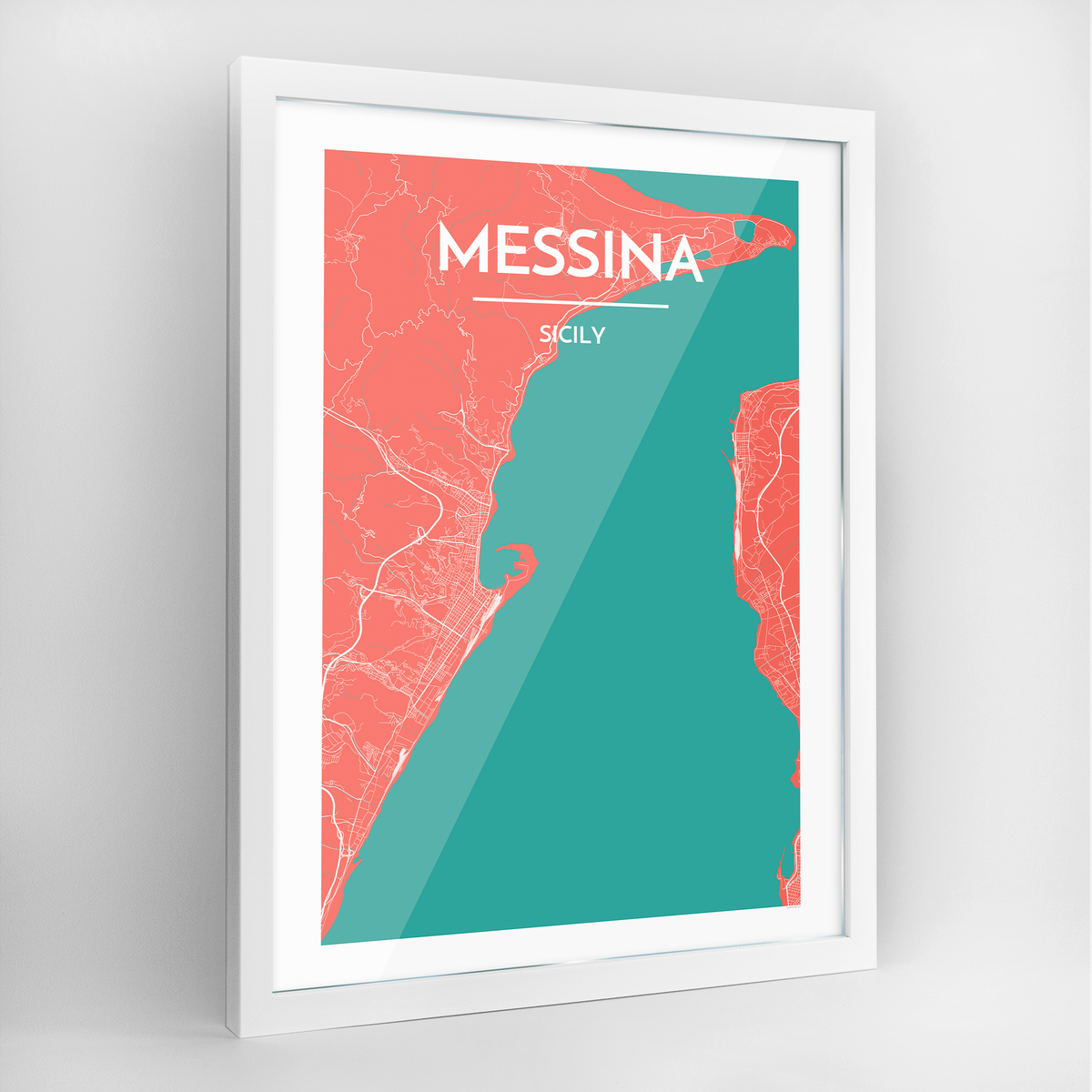 Messina Map Art Print - Framed