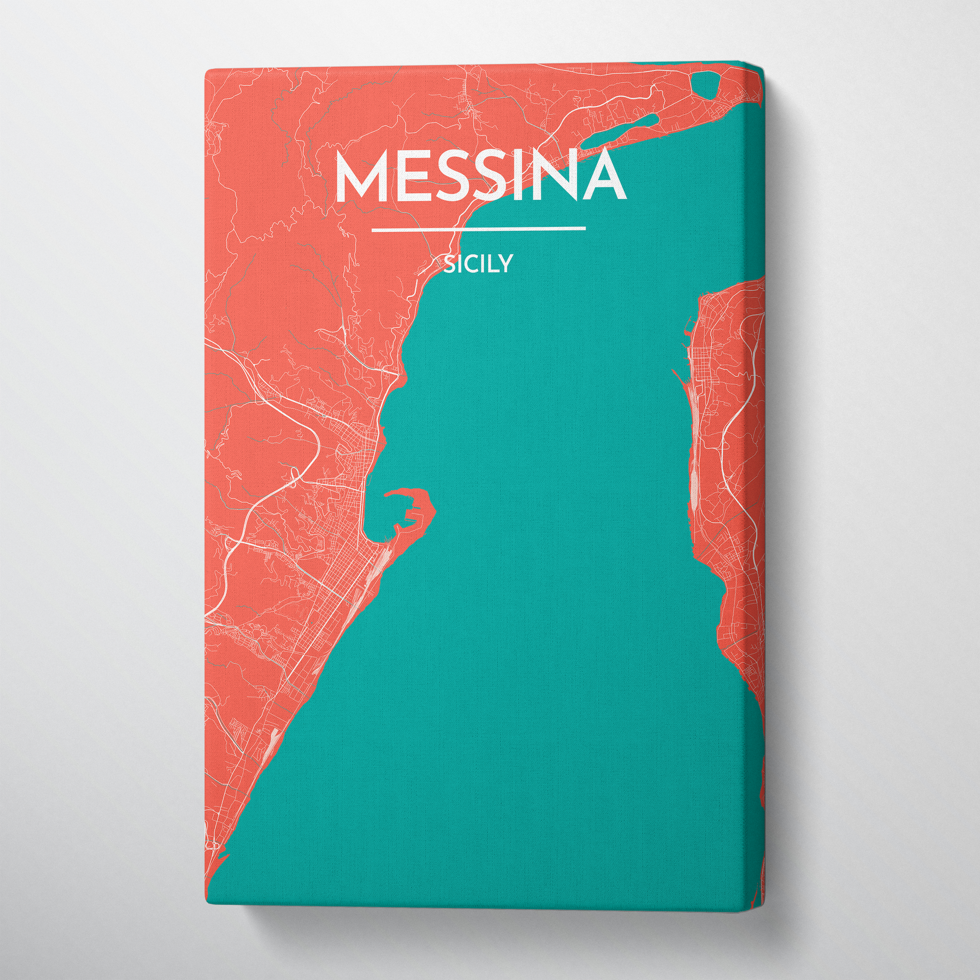 Messina City Map Canvas Wrap - Point Two Design
