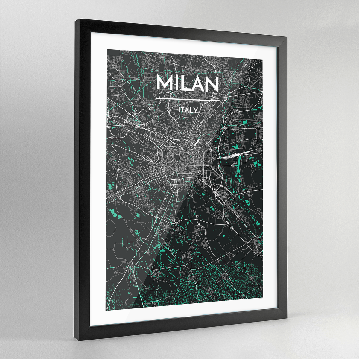 Framed Milan City Map Art Print - Point Two Design