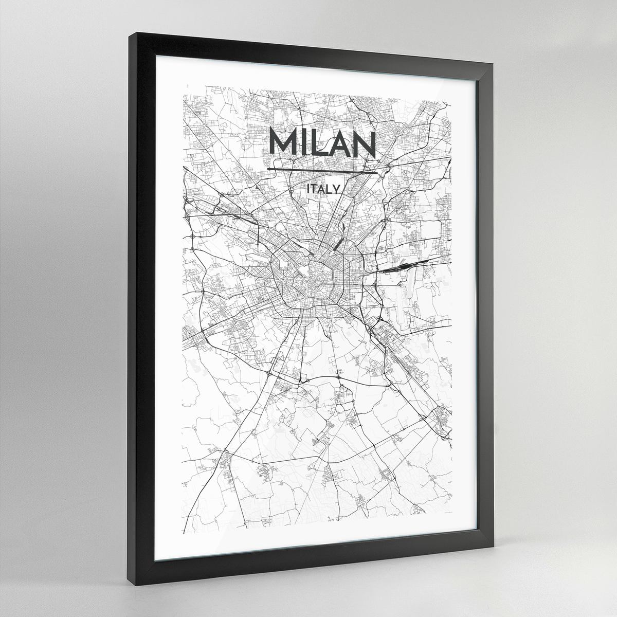 Milan Map Art Print - Framed