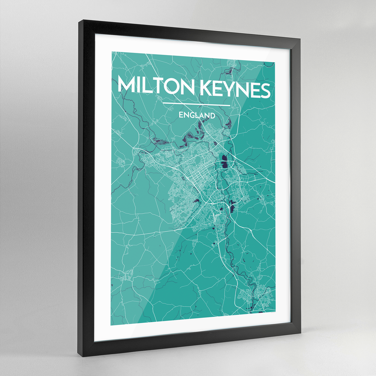 Framed Milton Keynes City Map Art Print - Point Two Design