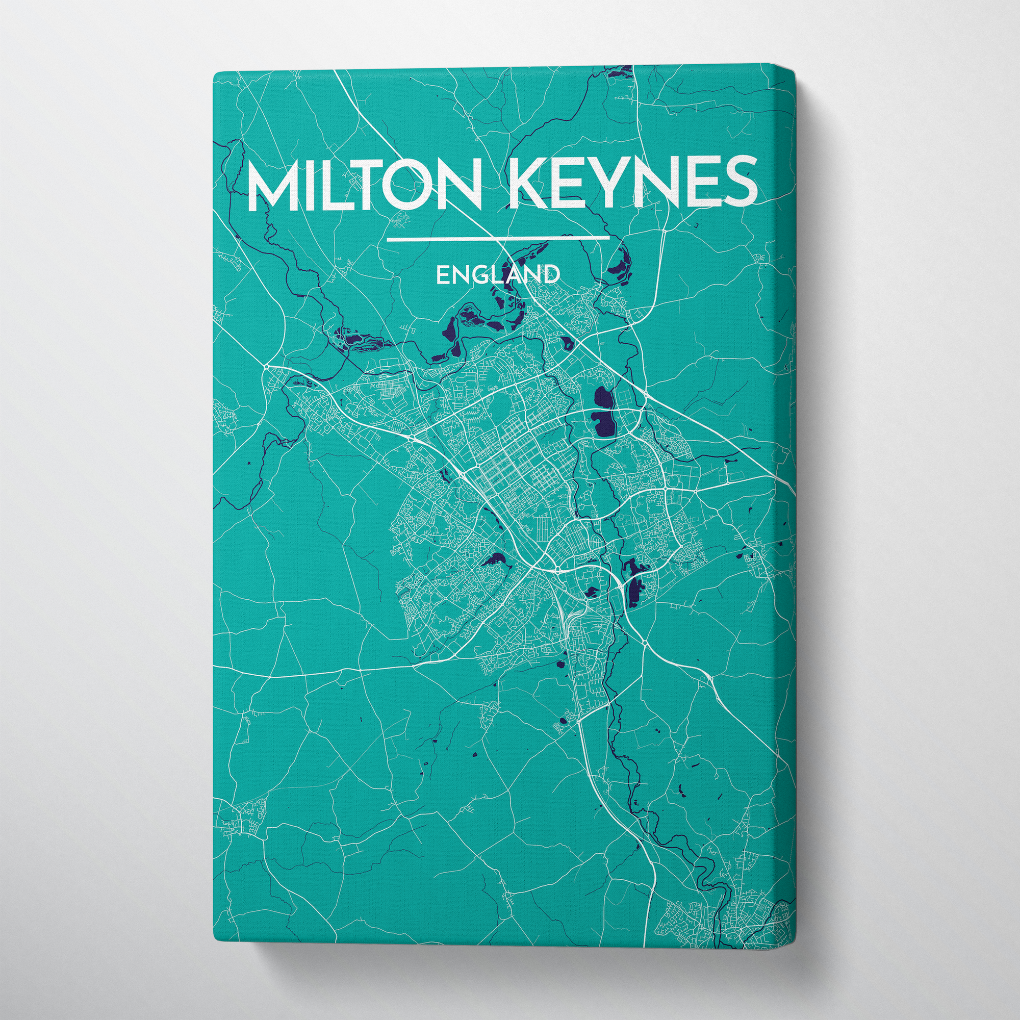 Milton Keynes City Map Canvas Wrap - Point Two Design
