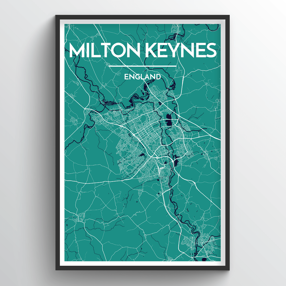 Milton Keynes City Map Art Print - Point Two Design