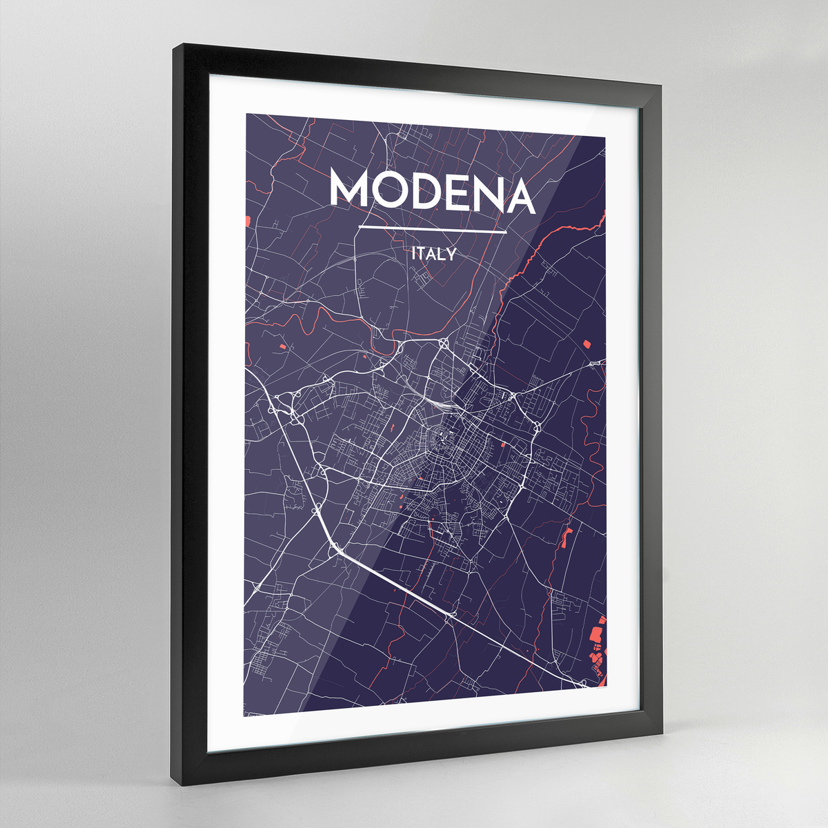 Framed Modena City Map Art Print - Point Two Design