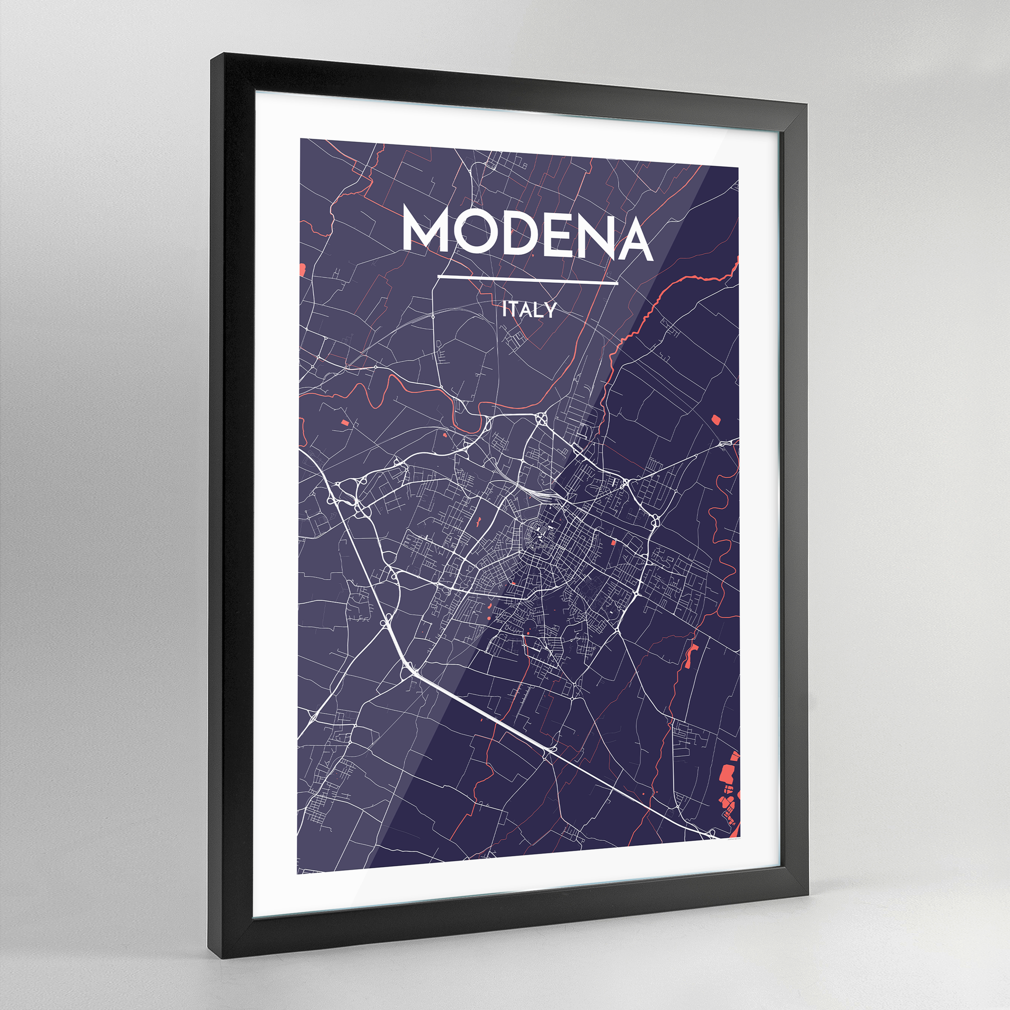 Framed Modena City Map Art Print - Point Two Design