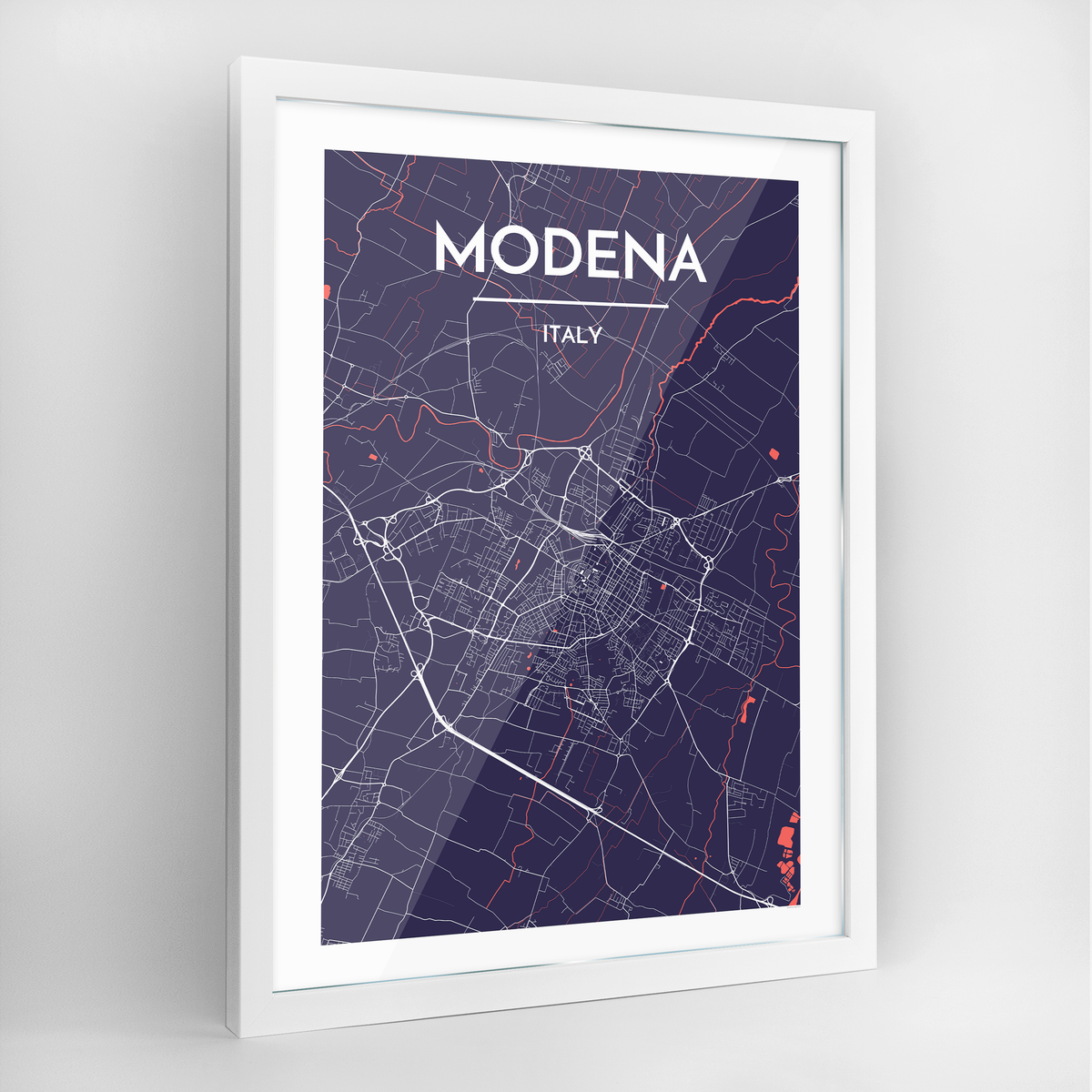 Modena Map Art Print - Framed