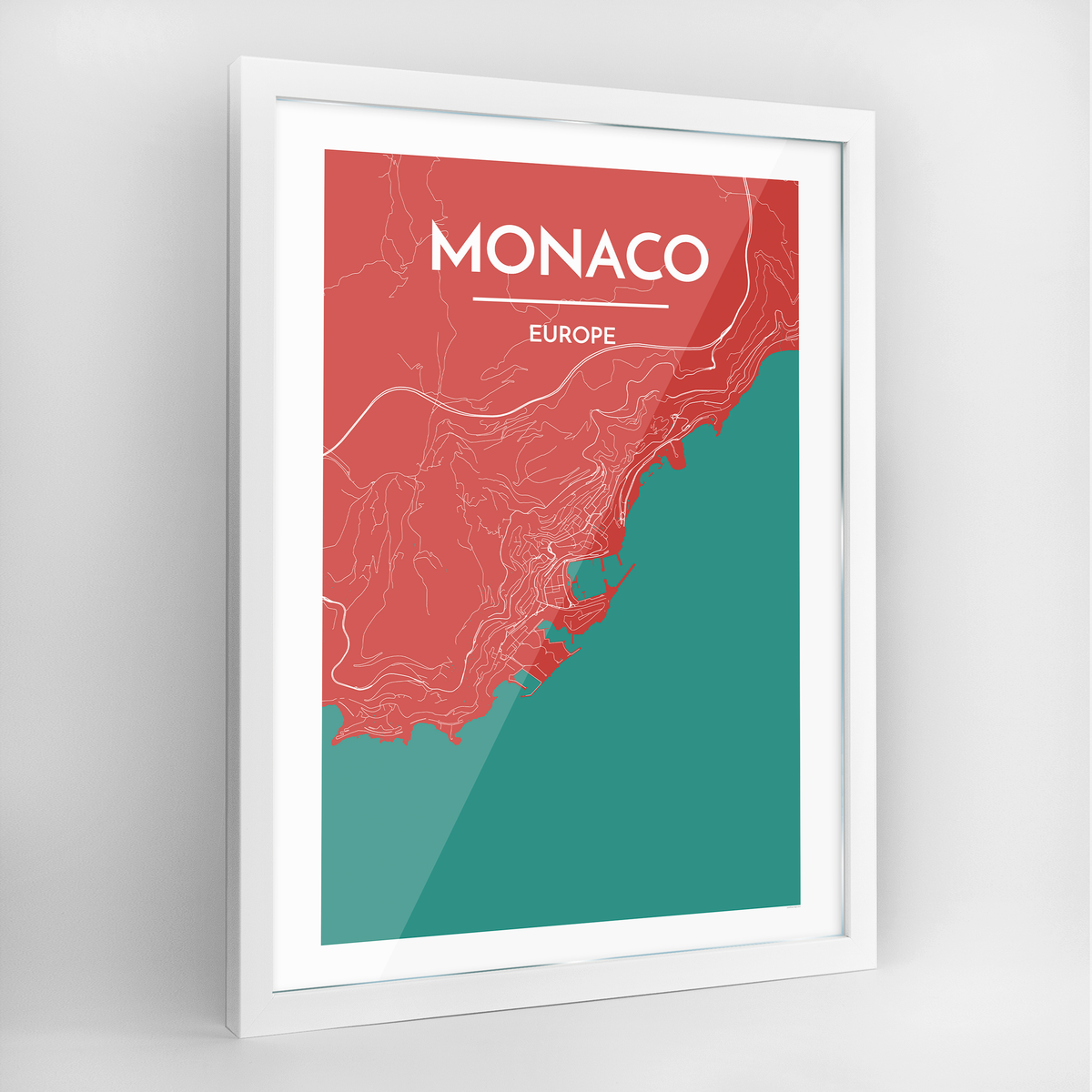 Monaco Map Art Print - Framed