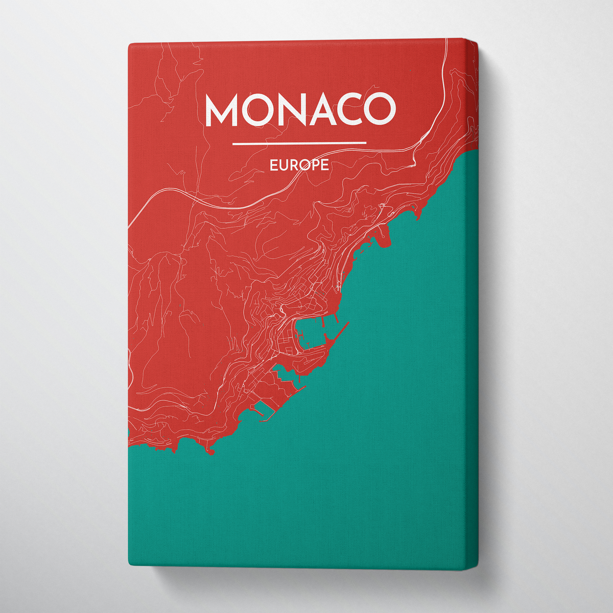 Monaco City Map Canvas Wrap - Point Two Design