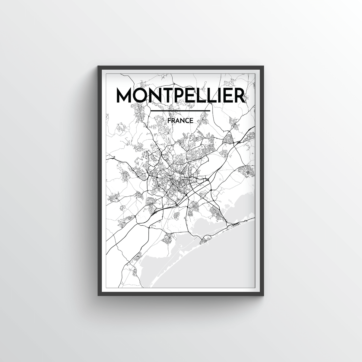 Montpellier City Map Art Print - Point Two Design