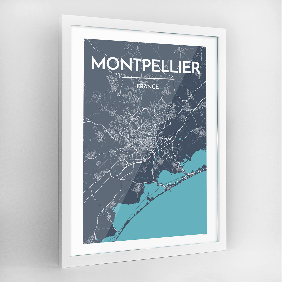 Montpellier Map Art Print - Framed