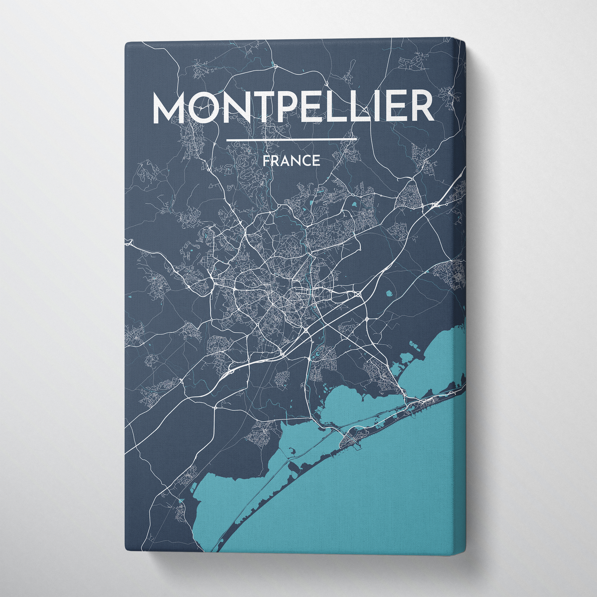 Montpellier City Map Canvas Wrap - Point Two Design