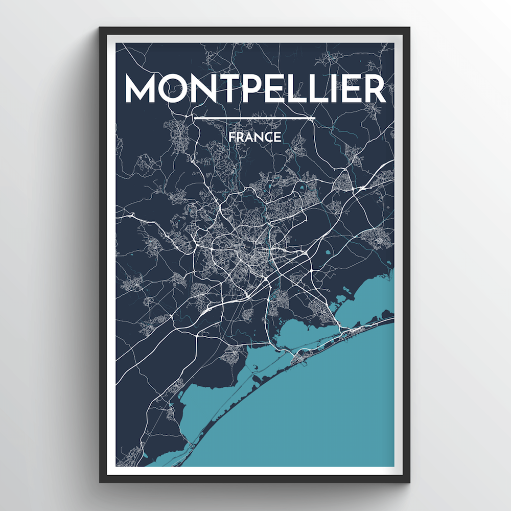 Montpellier City Map Art Print - Point Two Design