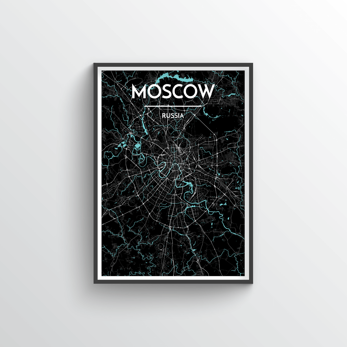 Moscow City Map Art Print - Point Two Design - Black &amp; White Print