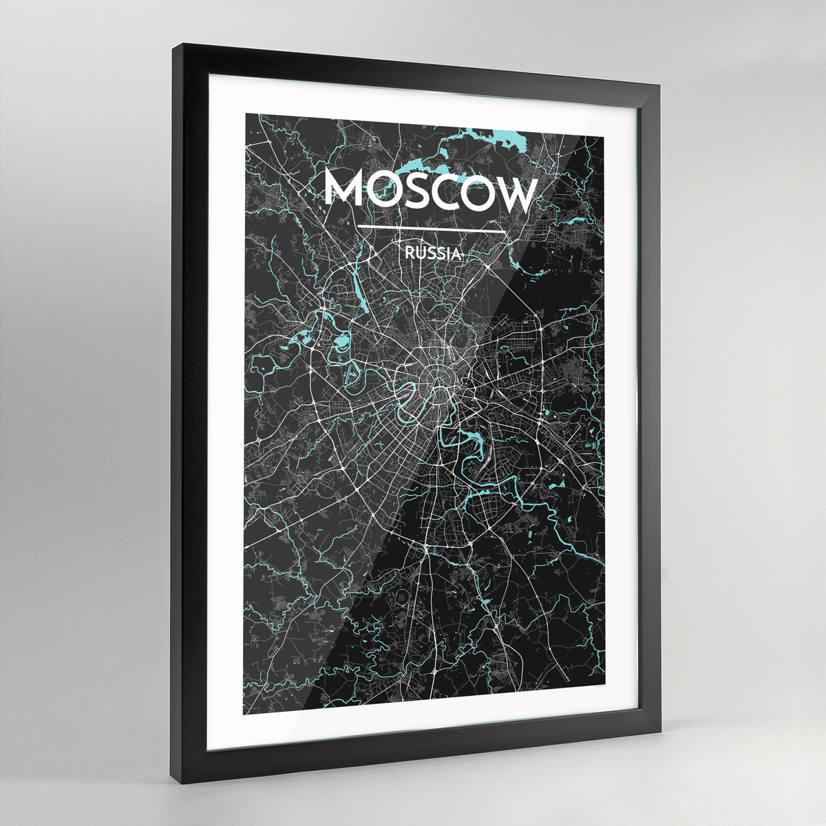 Framed Moscow City Map Art Print - Point Two Design