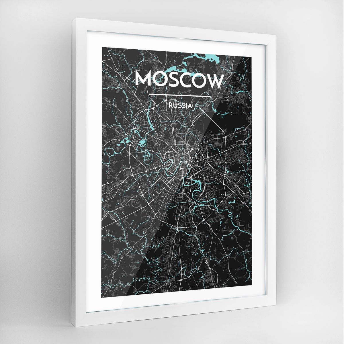 Moscow Map Art Print - Framed