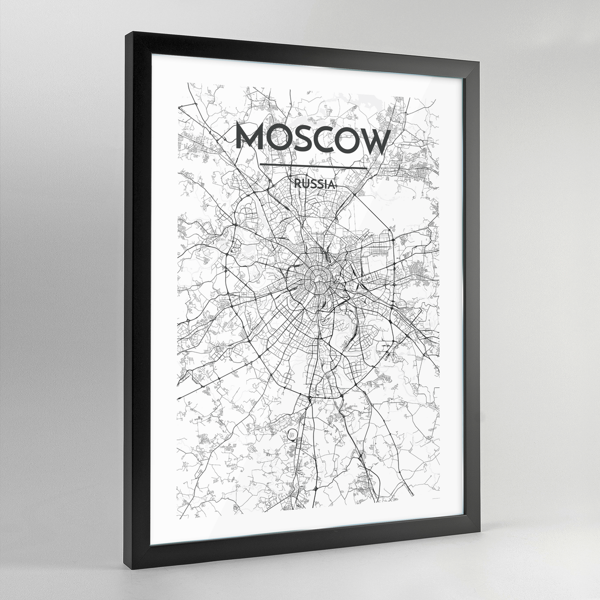 Moscow Map Art Print - Framed