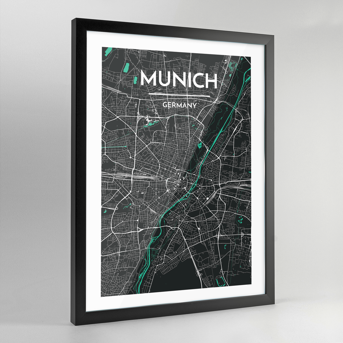 Framed Munich City Map Art Print - Point Two Design