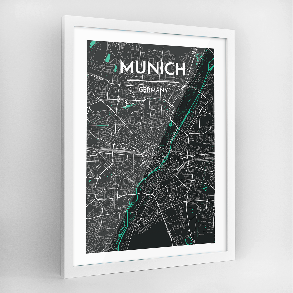 Munich Map Art Print - Framed