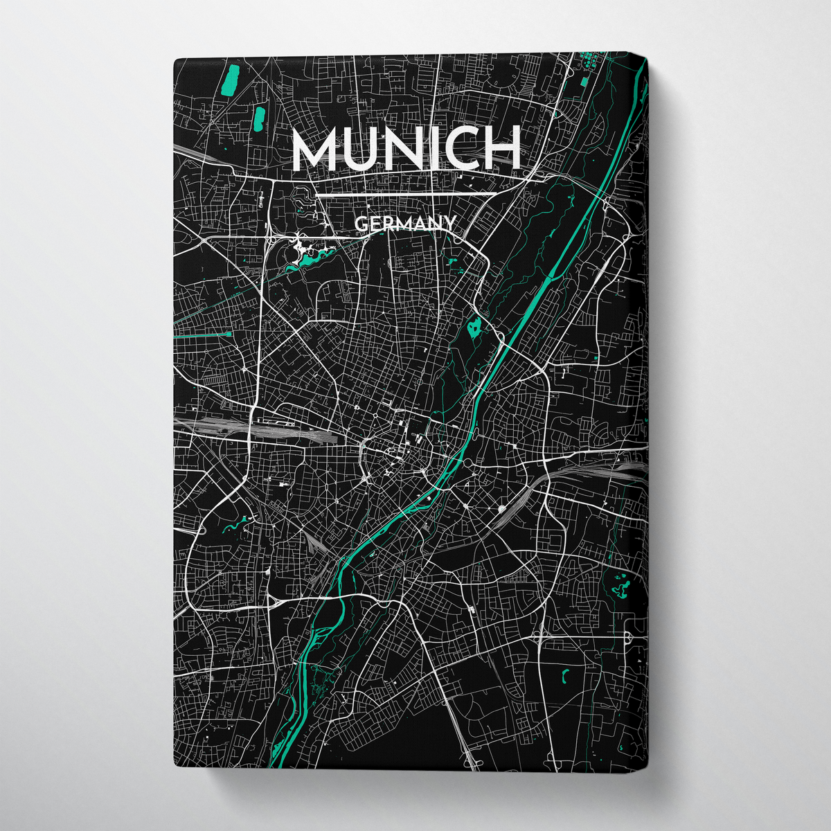 Munich City Map Canvas Wrap - Point Two Design