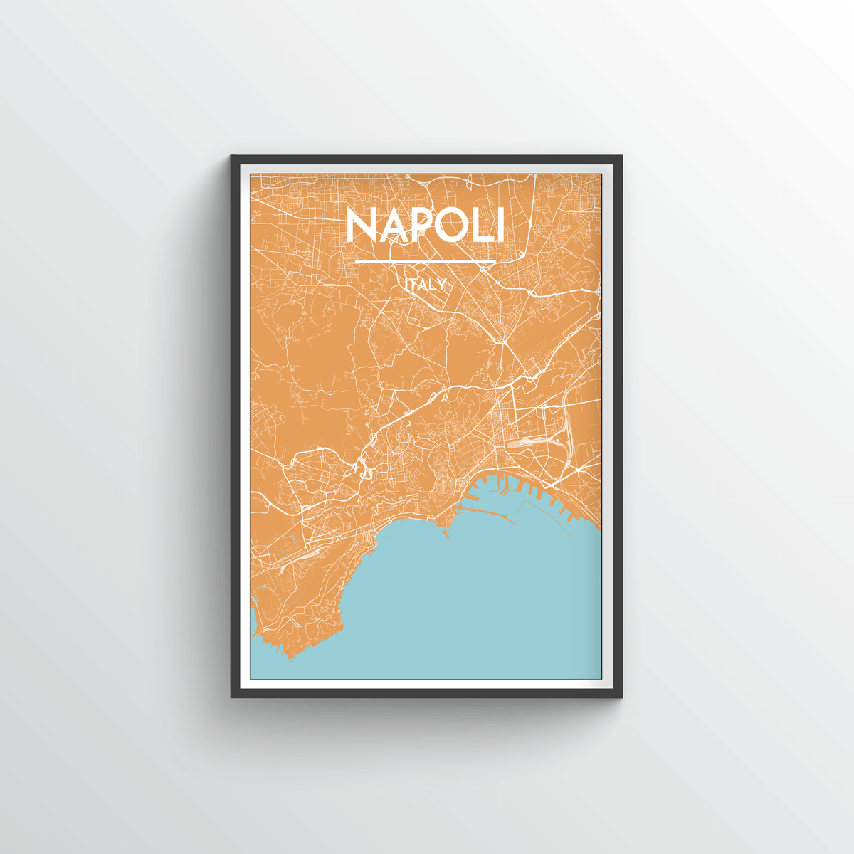 Napoli City Map Art Print - Point Two Design - Black &amp; White Print