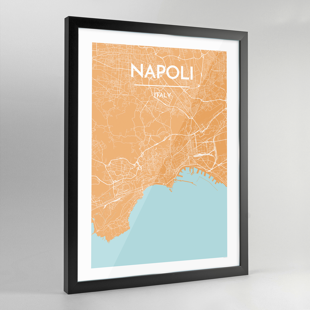 Framed Napoli City Map Art Print - Point Two Design