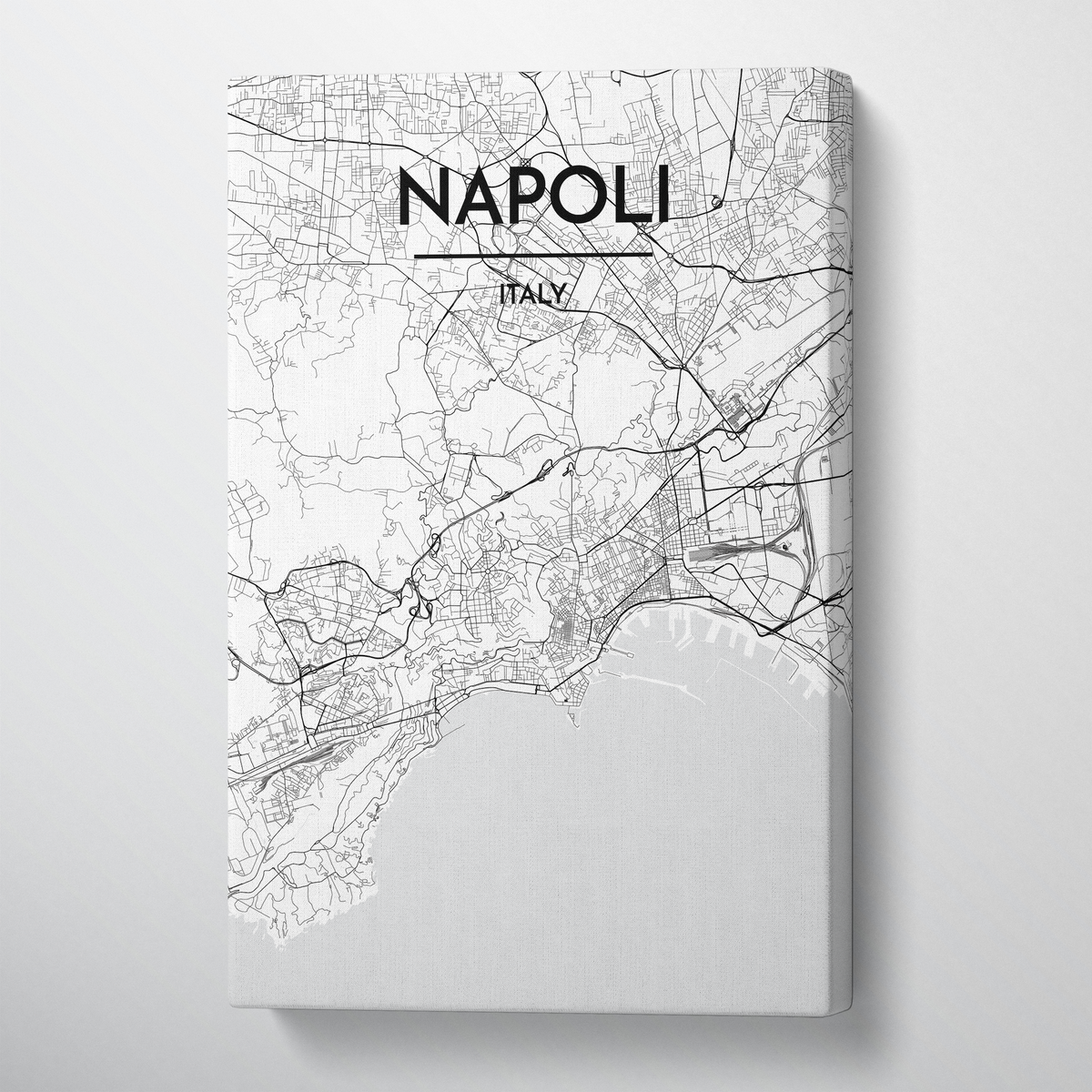 Napoli City Map Canvas Wrap - Point Two Design - Black &amp; White Print