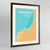 Framed Newquay Map Art Print 24x36" Contemporary Walnut frame Point Two Design Group