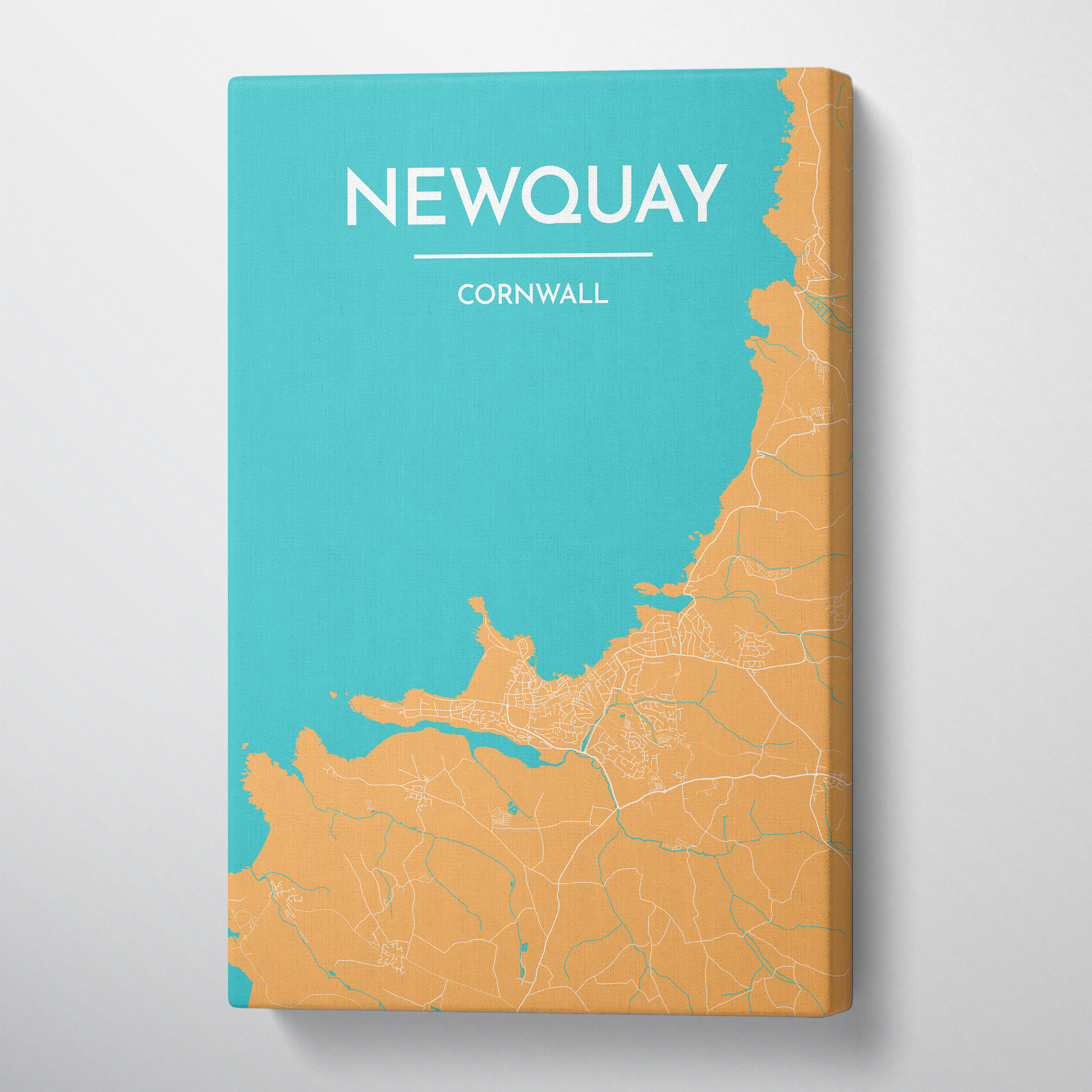 Newquay City Map Canvas Wrap - Point Two Design