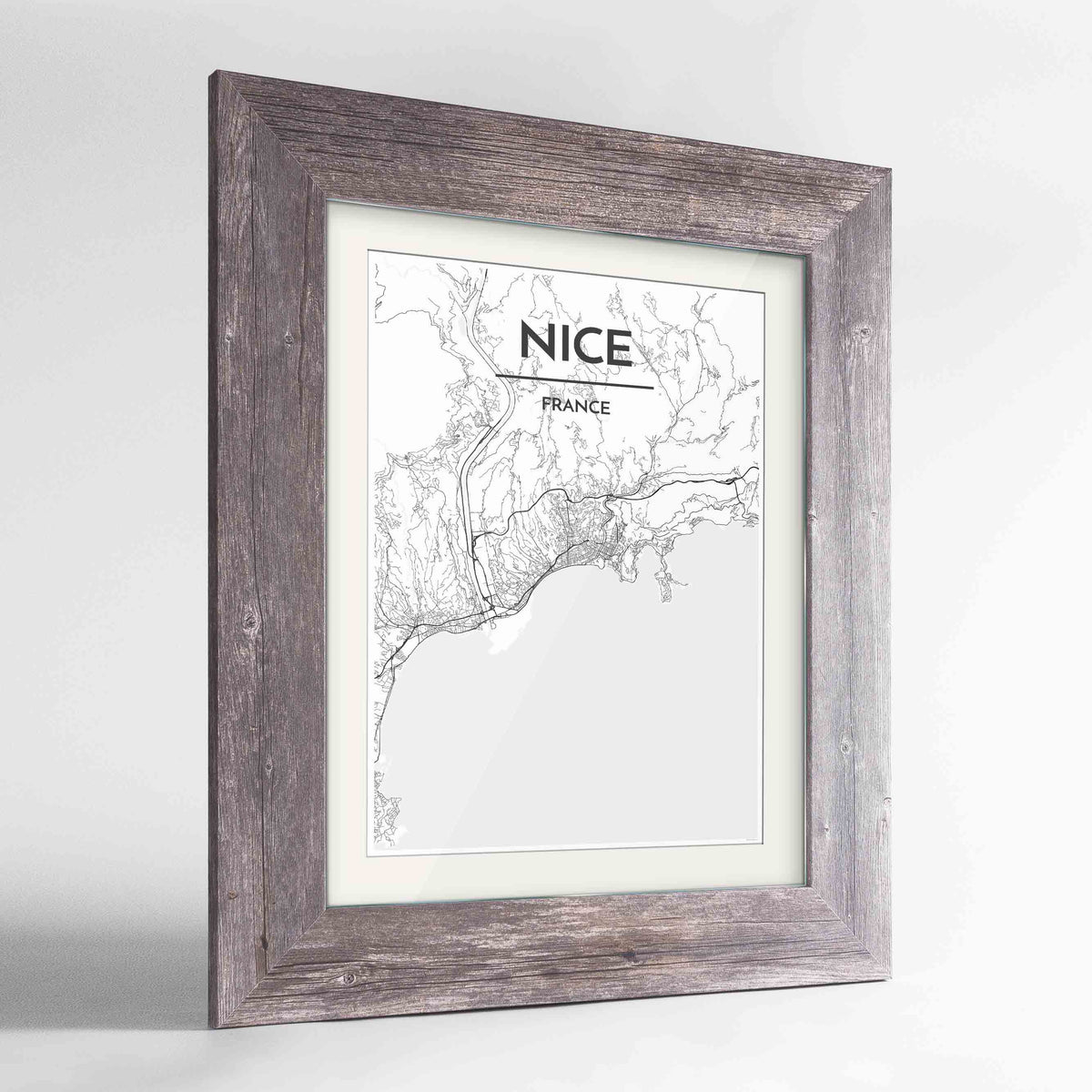 Framed Nice Map Art Print 24x36&quot; Western Grey frame Point Two Design Group