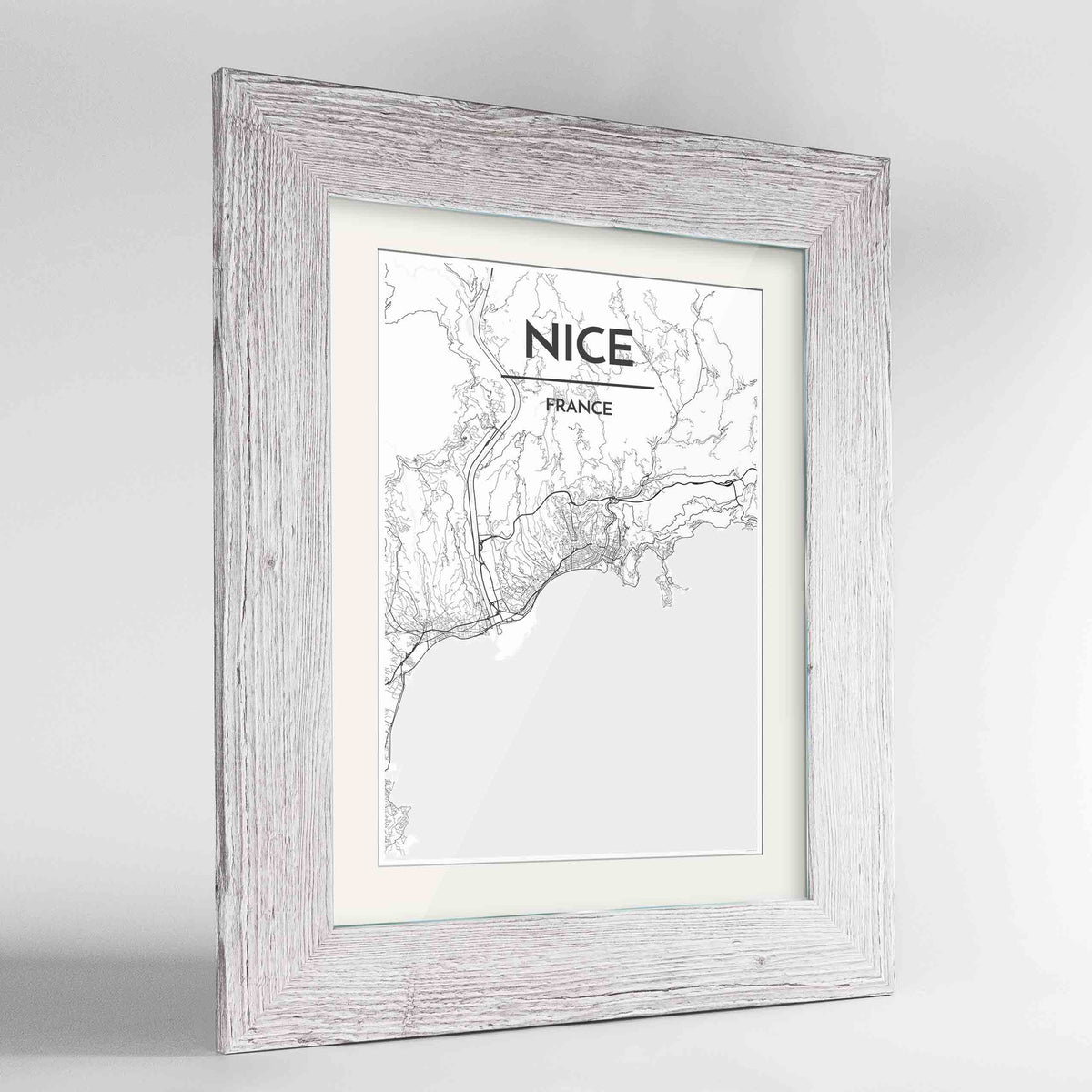 Framed Nice Map Art Print 24x36&quot; Western White frame Point Two Design Group