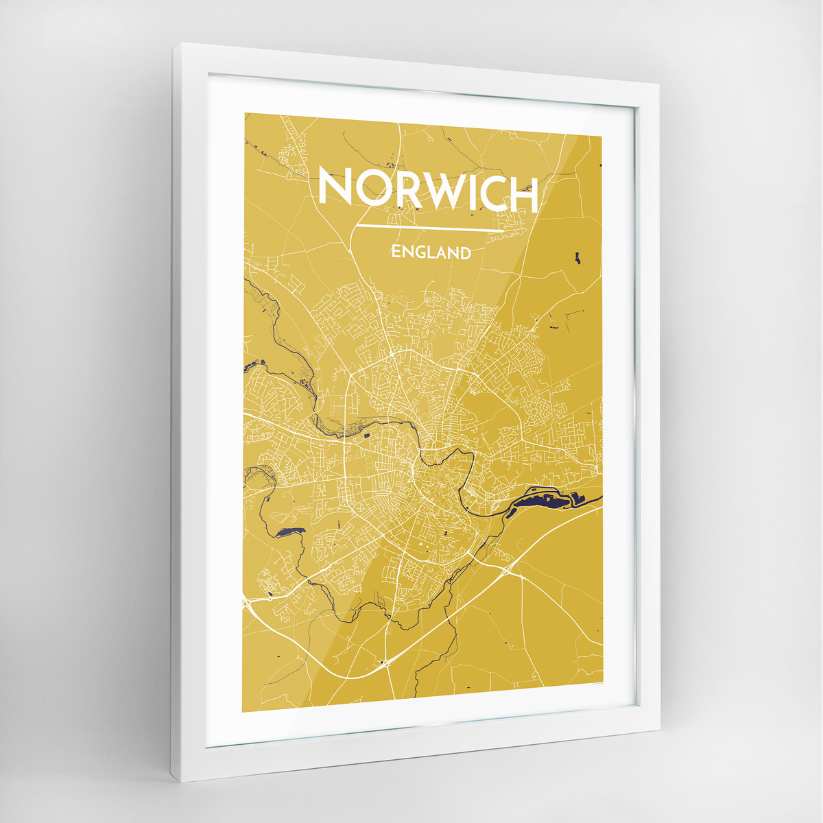 Norwich Map Art Print - Framed