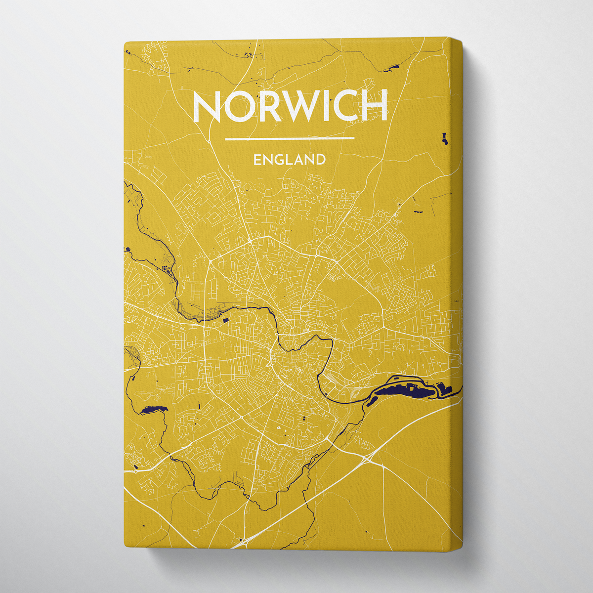 Norwich City Map Canvas Wrap - Point Two Design