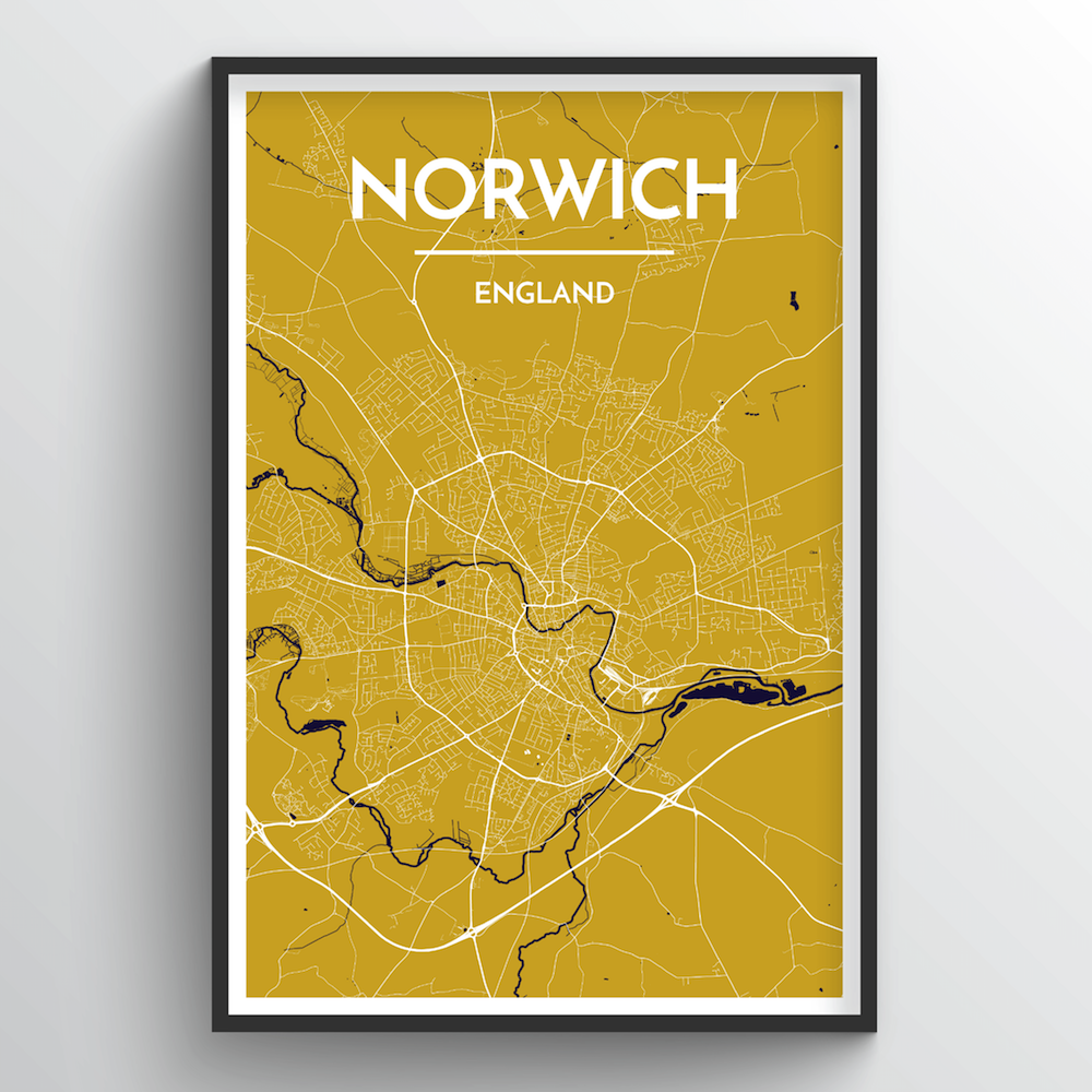 Norwich City Map Art Print - Point Two Design